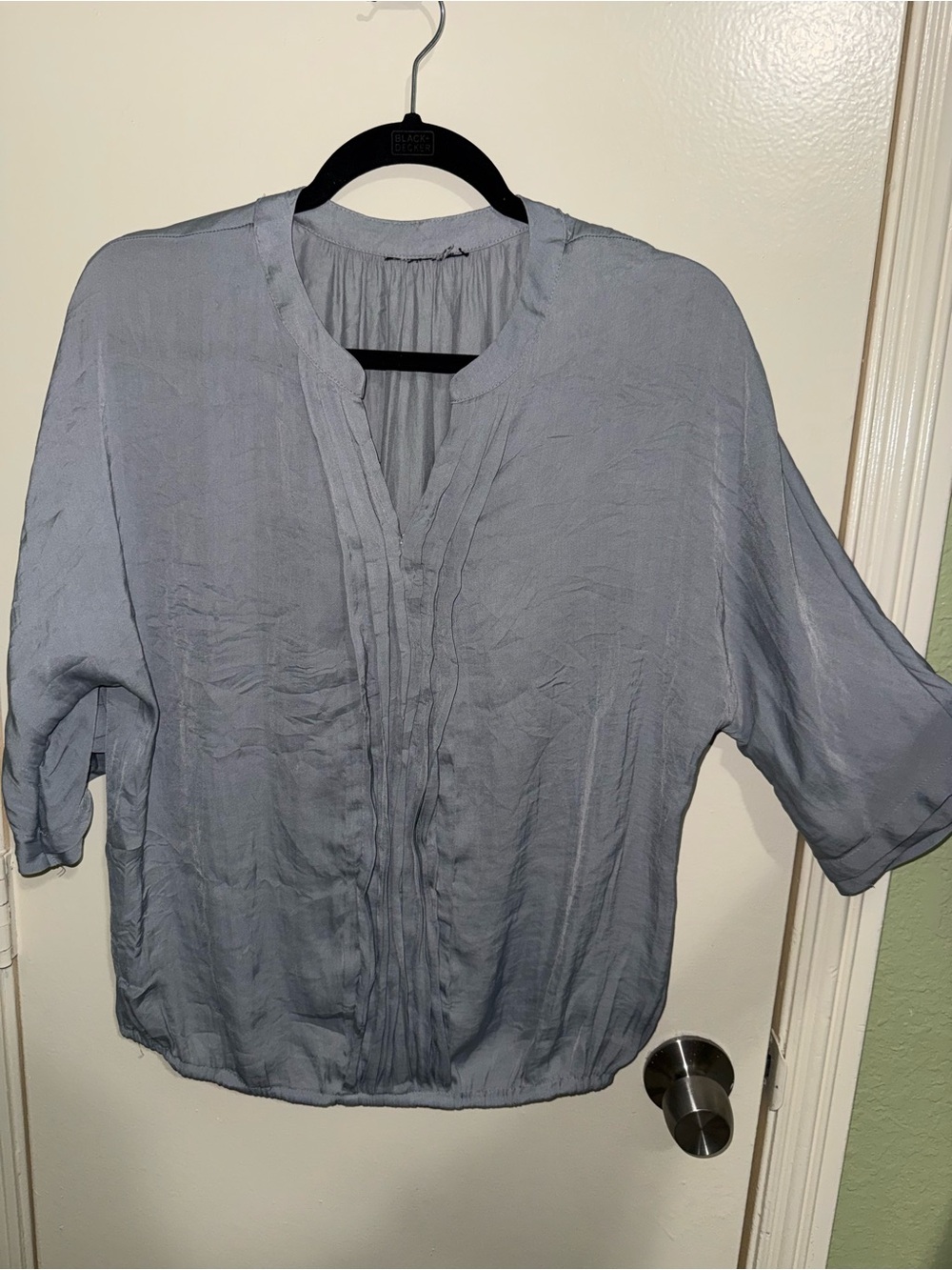 Light Blue Women's Pintuck Button-Front Blouse - Brand Unavailable